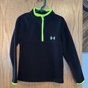 Under Armour Black and Neon Green Fleece Pullover, sz 5